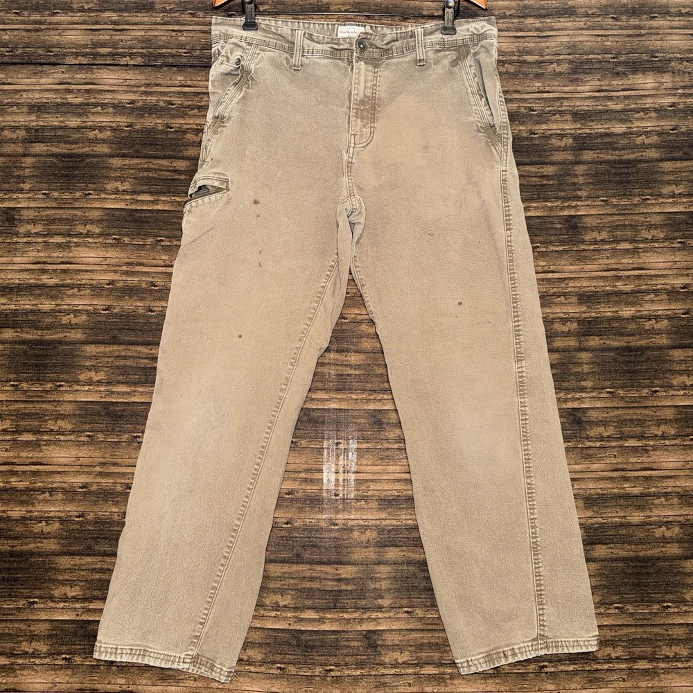 Weatherproof Vintage Mens Tan Khaki Cotton Blend Utility Pants 36x30